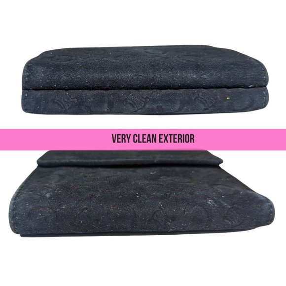 Beautiful Céline Vintage Monogram Black Suede Leather Bi-Fold Snap Wallet M/00/1 - Picture 3 of 14